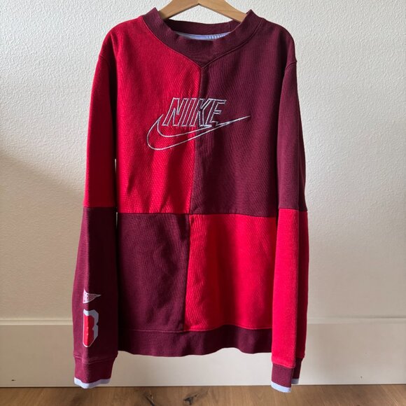 Nike Blue Ribbon Cut & Sew Colorblock Sweatshirt Red/Burgundy – Youth XL - Picture 3 of 15